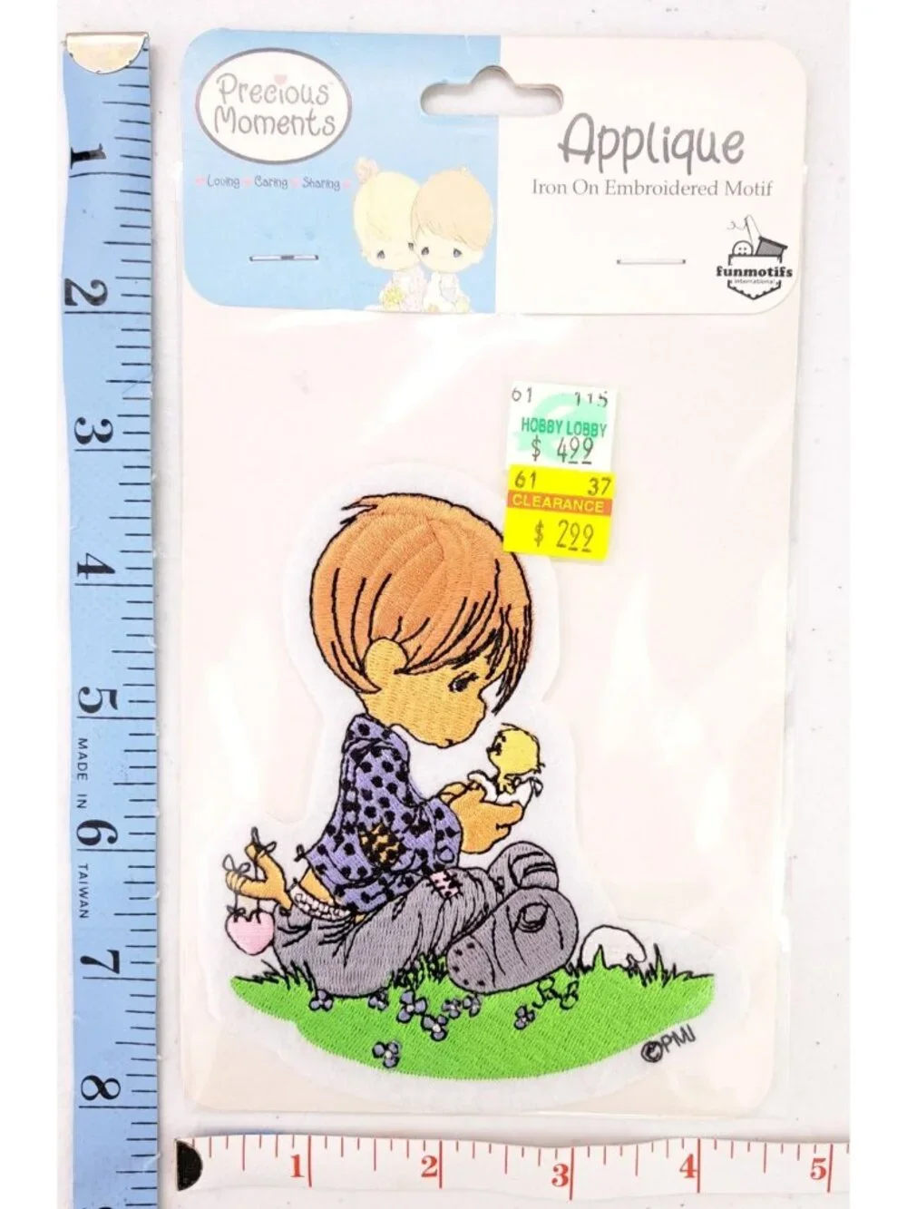 Vintage Precious Moments Boy Hatchling Chick Embroidered Iron-On Patch Sam B New